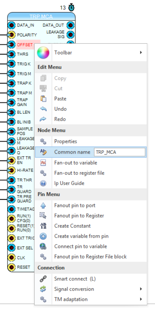 Common name in the right-click menu