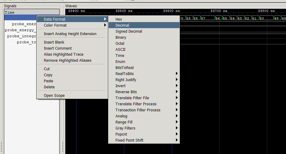 Decimal Format Menu